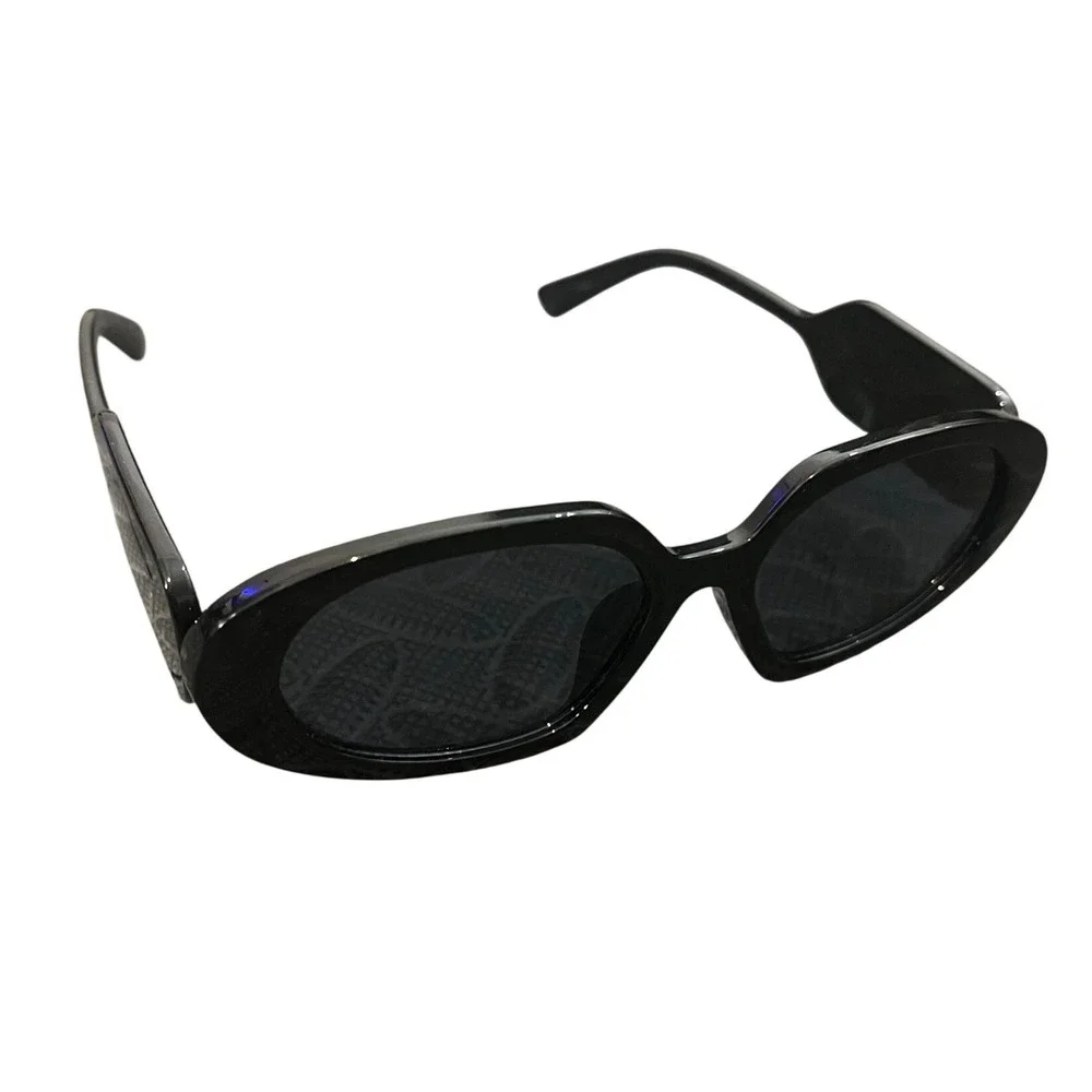 Free People Sunglasses Womens OS Black Chunky Oval Retro Mod Style 90s Y2K
